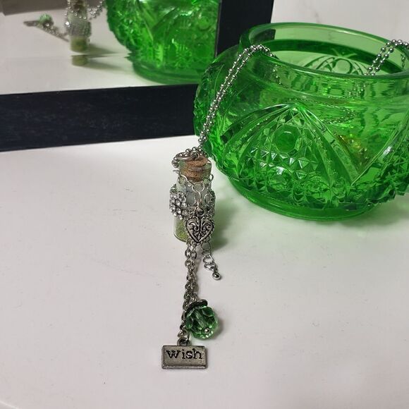 ARTISAN Wish Glass Bottle Glitter Upcycled Necklace - Picture 6 of 9